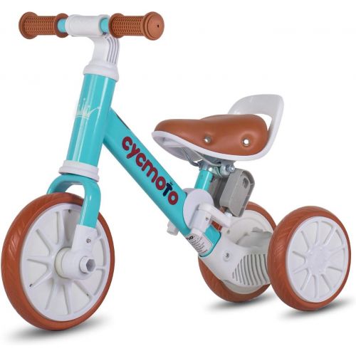  cycmoto 2 in 1 Balance Tricycle for 1 2 3 4 Years Kids Toddler Tricycle with 3 EVA Wheels, Classic Trike for Child (Pink, Blue,Purple)