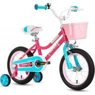 CYCMOTO Girls Bike for Kids and Toddlers,14 16 Inch Wheels,with Training Wheels for Ages 3 to 7 Years Kids Bicycle(Pink,Teal)