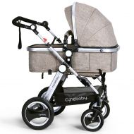 Infant Toddler Baby Stroller Carriage - Cynebaby Compact Pram Strollers add Tray (Khaki)