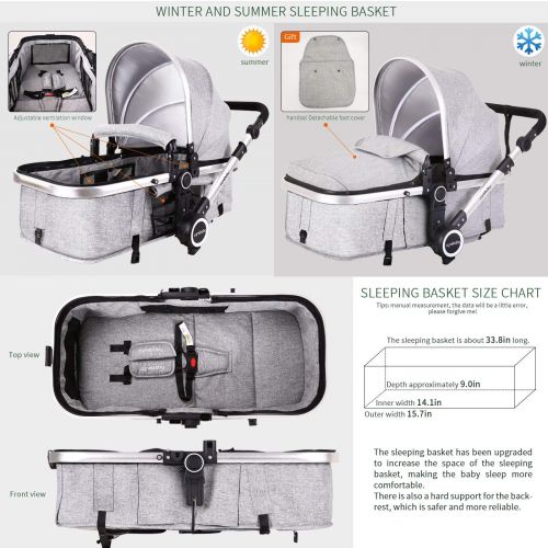  Baby Stroller Bassinet Pram Carriage Stroller - Cynebaby All Terrain Vista City Select Pushchair Stroller...