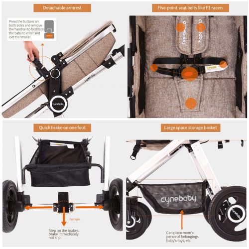  Baby Stroller Bassinet Pram Carriage Stroller - Cynebaby All Terrain Vista City Select Pushchair Stroller...