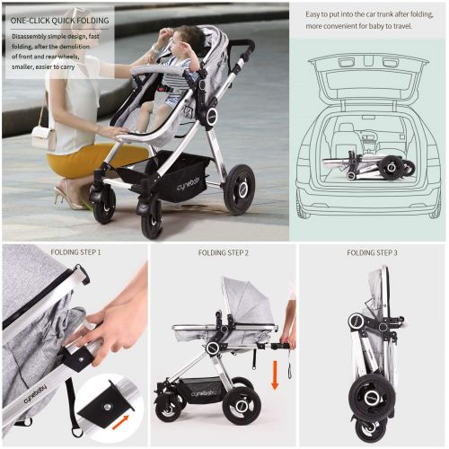  Baby Stroller Bassinet Pram Carriage Stroller - Cynebaby All Terrain Vista City Select Pushchair Stroller...