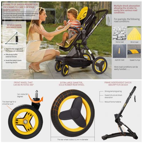  Cynebaby Stroller Bassinet Reversible Pram Strollers Infant All Terrian Baby Carriage City Select Vista...