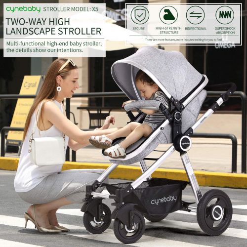  [아마존핫딜][아마존 핫딜] Baby Stroller Bassinet Pram Carriage Stroller - Cynebaby All Terrain Vista City Select Pushchair Stroller Compact Convertible Luxury Strollers add Foot Cover (Fresh Grey)