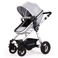 [아마존베스트]Baby Stroller Bassinet Pram Carriage Stroller - Cynebaby All Terrain Vista City Select Pushchair Stroller Compact Convertible Luxury Strollers add Foot Cover (Fresh Grey)