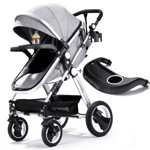  Cynebaby cynebaby Infant Toddler Baby Stroller Carriage Compact Pram Strollers add Tray (Black)