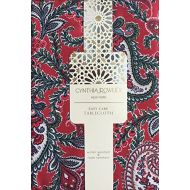 Cynthia Rowley New York Cynthia Rowley Easy Care Fabric Holiday Tablecloth Christmas Floral Paisley Pattern Red Green Cream with Gray Highlights -- Pixie Paisley -- 60 Inches by 120 Inches