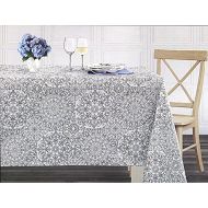 Cynthia Rowley New York Cynthia Rowley Metallic Silver and Beige Medallion Tablecloth, 60-by-102 Inch Oblong Rectangular