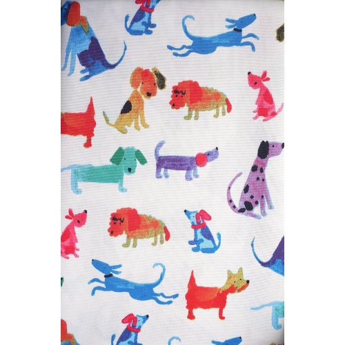  Cynthia Rowley New York Cynthia Rowley Indoor / Outdoor Tablecloth Adorable Dogs Puppies in Bright Colors Red Blue Orange Green Purple Pink on Cream 60 Inches by 84 Inches