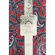 Cynthia Rowley New York Cynthia Rowley Easy Care Fabric Holiday Tablecloth Christmas Floral Paisley Pattern Red Green Cream with Gray Highlights -- Pixie Paisley -- 70 Inches Round