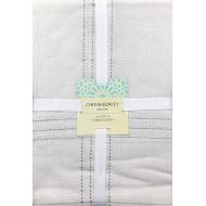 Cynthia Rowley New York Cynthia Rowley Fabric Tablecloth Solid Cream/Ivory with Woven Silver Lurex Thread Stripes - 60 Inches x 120 Inches