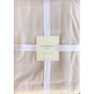 Cynthia Rowley New York Cynthia Rowley Fabric Tablecloth Stone Tan White Chambray Pattern with White Lace Edges - 60 Inches x 84 Inches