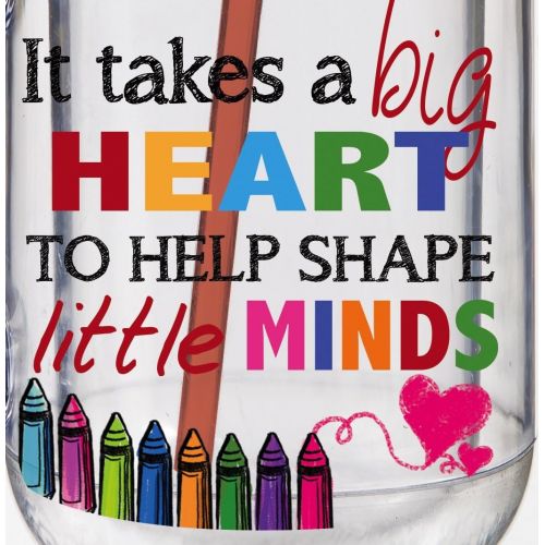  [아마존베스트]Cypress Home It Takes A Big Heart To Help Shape Little Minds 20 Oz DoubleWall Acrylic Insulated Mason Jar With Straw Teacher Appreciation Gift 3.5” x 5” x 6.25”