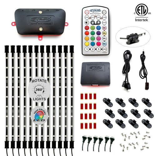  Cyron Bright RGB LED Under Counter Cabinet Multicolor Light TV Accent Lighting Kit, Advanced Series Controller, 360 Degrees Rotatable, ETL Listed, 12 x 15 Inch LED Bars