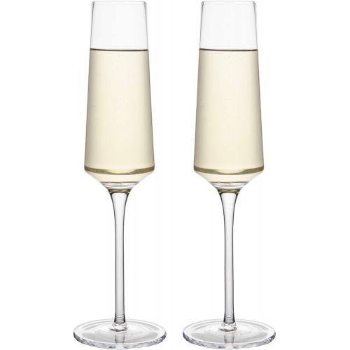  [아마존베스트]Cystone Crystal Champagne Glasses-Long Stem Champagne Flutes Set of 2，Hand Blown Lead-Free, Classic 6.4 Oz Modern Elongated Champagne Flute Glass for Party Weddings Christmas Birthday Toas