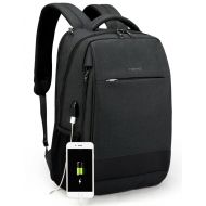 CyvenSmart TIGERNU Slim Laptop Backpack Anti Theft Waterproof Mochila Rucksack with USB Charging Port Travel Business School Bag for Men Women Fit 14/15.6 Inch Computer (Black)