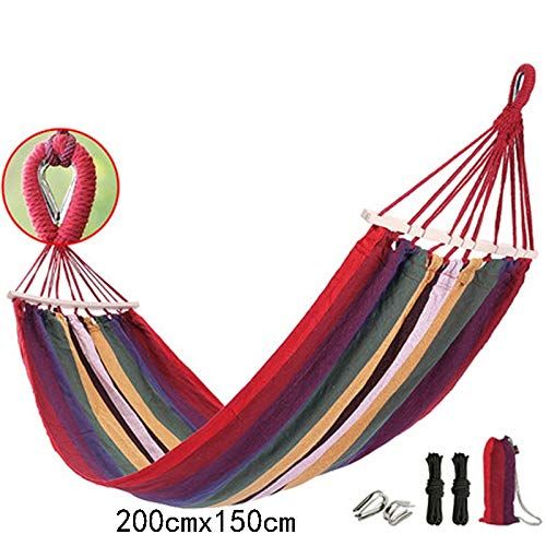  Czlsd Camping Hammock-Garden Hammock-Portable-Outdoor, Hiking, Backpacking, Traveling,Beach,Garden-200cm(6.6foot) x150cm(4.9foot)-Rainbow Color