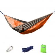 Czlsd Camping Hammock-Portable-Outdoor, Hiking, Backpacking, Traveling,Beach,Garden-260cm(8.5foot) x145cm(4.8foot)-Gray and Orange
