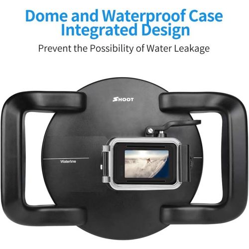  D&F Dual Handles Dome Port for GoPro Hero 8 Black, 45m/147ft Underwater Dome Lens Builted-in Waterproof Housing Case for Go Pro 8 with Waterline Diving Accessory