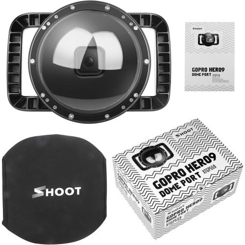  D&F Dual Handles Dome Port for GoPro Hero 8 Black, 45m/147ft Underwater Dome Lens Builted-in Waterproof Housing Case for Go Pro 8 with Waterline Diving Accessory