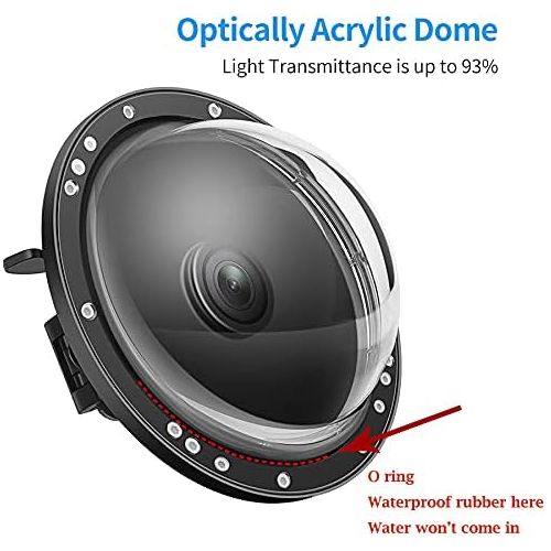  D&F Dome Port for DJI OSMO Action Cam, Dual Handheld Dome Lens Built-in 45m/147ft Waterproof Housing Case Equip with High Clear Dome Lens/Trigger Buttun/Water-Line/Anti-Fog Pads