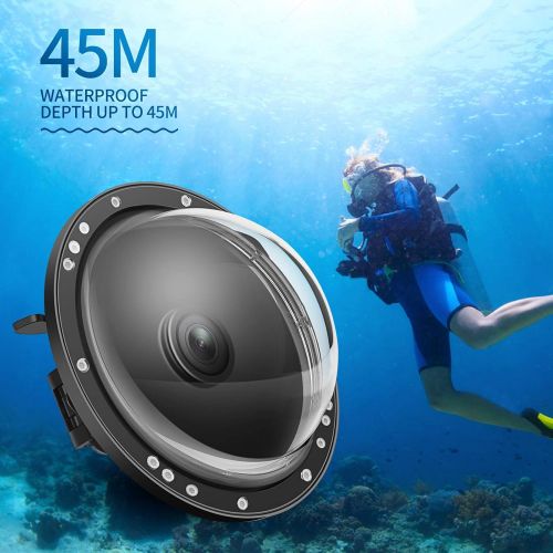  D&F Dome Port for DJI OSMO Action Cam, Dual Handheld Dome Lens Built-in 45m/147ft Waterproof Housing Case Equip with High Clear Dome Lens/Trigger Buttun/Water-Line/Anti-Fog Pads