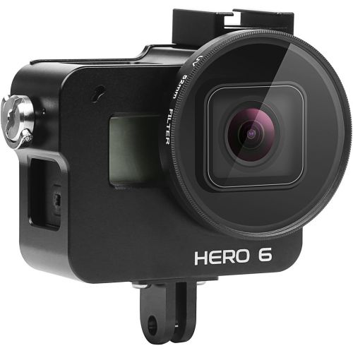  D&F CNC Protective Case for GoPro Hero 6 Skeleton Frame with UV Lens, Backdoor Design