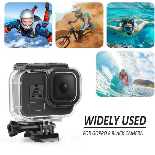  D&F Waterproof Housing Case for GoPro HERO8, 60M/196ft Protective Underwater Shell with Anti-Fog Inserts for Go Pro Hero8 Action Camera