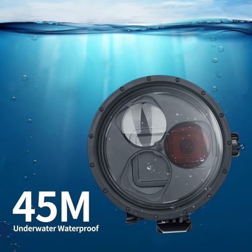  D&F 45m Waterproof Case Protective Housing for GoPro, Built-in 10X Magnifier and Red Filter Underwater Case Shell for GoPro Hero 7 Black/Hero 6/ Hero 5 Action Camera