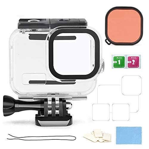  D&F 60M/196FT Waterproof Housing Case Kit for GoPro Hero 8 Black,Underwater Protective Case with Red Filter/Screen Protector/Anti-Fog Pads for Go Pro Diving Accessory