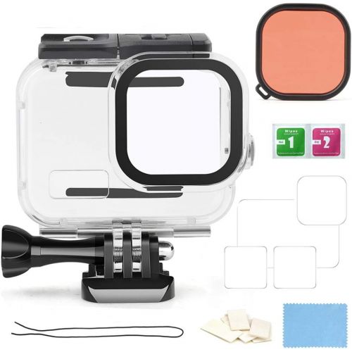  D&F 60M/196FT Waterproof Housing Case Kit for GoPro Hero 8 Black,Underwater Protective Case with Red Filter/Screen Protector/Anti-Fog Pads for Go Pro Diving Accessory