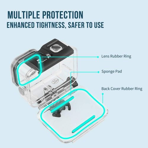  D&F 60M Waterproof Housing Case for GoPro Hero 10 Black/Hero 9 Black, Underwater Shell Case Protective Frame with Underwater Dive Anti-Fog Pads