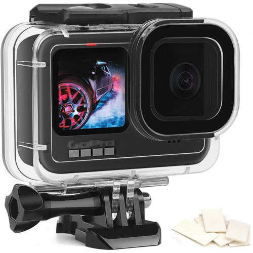  D&F 60M Waterproof Housing Case for GoPro Hero 10 Black/Hero 9 Black, Underwater Shell Case Protective Frame with Underwater Dive Anti-Fog Pads