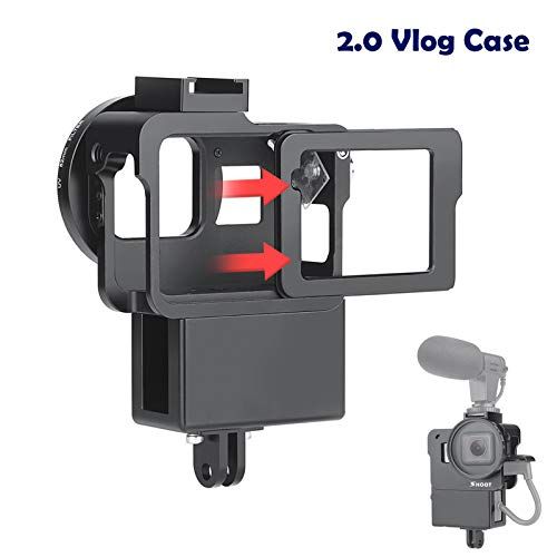  D&F 2.0 Vlogging Case Aluminum Protective Shell Mount with Mic Adapter Place Frame for GoPro Hero 7 Black/6/5/(2018) Video Vlog Accessories