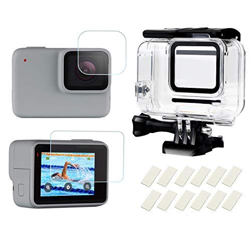  D&F Waterproof Housing Case for GoPro HERO7 White & Hero 7 Silver, 30M Underwater Photography Protective Shell with Screen Protector Films and Anti-Fog Inserts Accessories