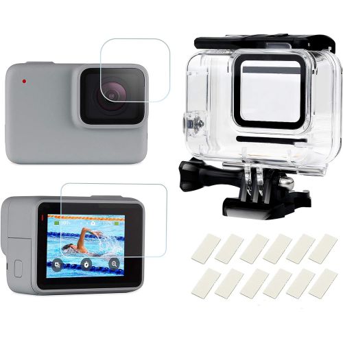  D&F Waterproof Housing Case for GoPro HERO7 White & Hero 7 Silver, 30M Underwater Photography Protective Shell with Screen Protector Films and Anti-Fog Inserts Accessories