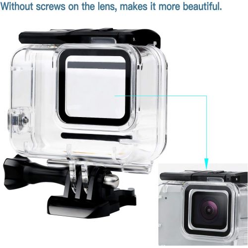  D&F Waterproof Housing Case for GoPro HERO7 White & Hero 7 Silver, 30M Underwater Photography Protective Shell with Screen Protector Films and Anti-Fog Inserts Accessories