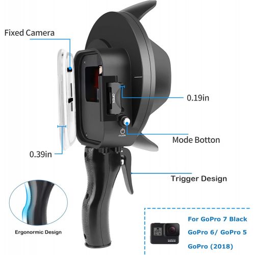  D&F Underwater Dome Port for GoPro Hero 7 Black/Hero 6/Hero 5/Hero(2018), 30M/98ft Waterproof Dome Lens Intergrate Normal/Macro Lens/Red Filter 3 Modes Housing Case Photograph Acce