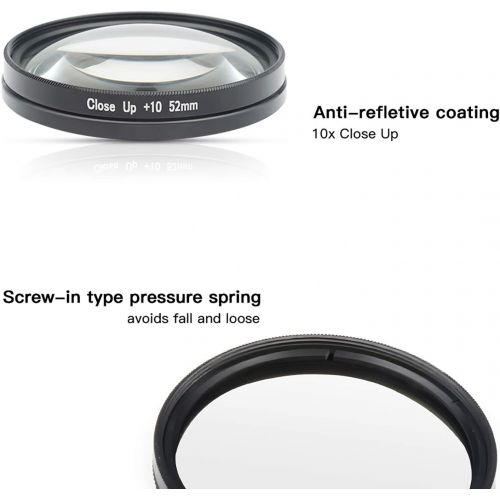  D&F 52mm Professional Close-Up Macro Filter Lens 10X Magnificatoin High Definition Lens for GoPro Hero 5, Hero 6, Hero 7 Black,Hero(2018) Camera Body