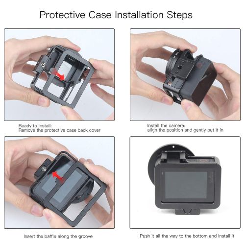  D&F CNC Aluminum Alloy Hollow Protective Case Frame Outdoor Sport Housing Camera Shell Box Frame Mount with Backdoor and 52mm UV Filter for GoPro Hero 7 Black