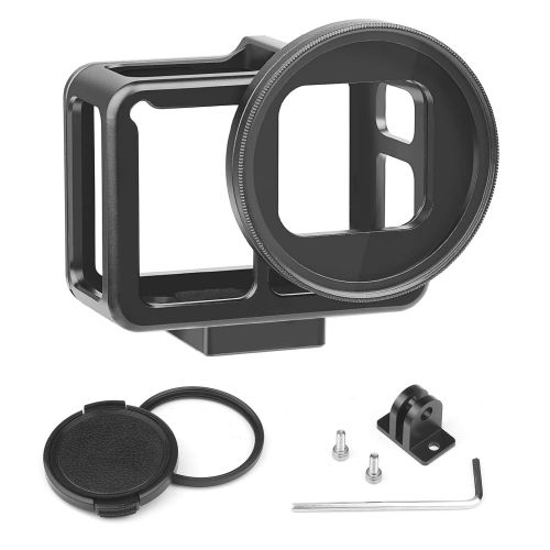  D&F CNC Aluminum Alloy Hollow Protective Case Frame Outdoor Sport Housing Camera Shell Box Frame Mount with Backdoor and 52mm UV Filter for GoPro Hero 7 Black