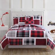 D&H 3 Piece Boys Classic Rectangle Plaid Theme Quilt Twin Set, Beautiful Lumberjack Madras Checkered Lodge Hunting Themed, Tufted Reversible Bedding, Cozy Warm Sporty Style, Vibrant Co