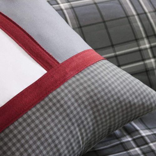  D&H 5 Piece Boys Grey Tartan Plaid Theme Comforter Full/Queen Set, Beautiful Madras Checkered Pattern, Lodge Cabin Hunting Themed, Classic Country Style, Printed Reversible Bedding, vi