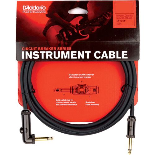  D'Addario Circuit Breaker Instrument Cable with Right-Angle Plug (20')