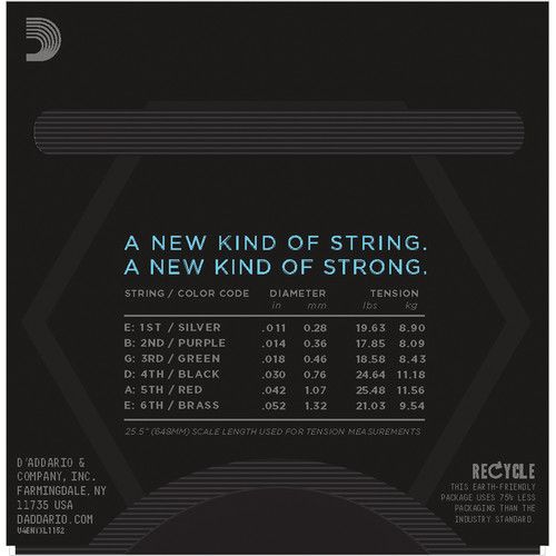  D'Addario NYXL1152 Medium Top / Heavy Bottom NYXL Nickel Wound Electric Guitar Strings (6-String Set, 11 - 52)