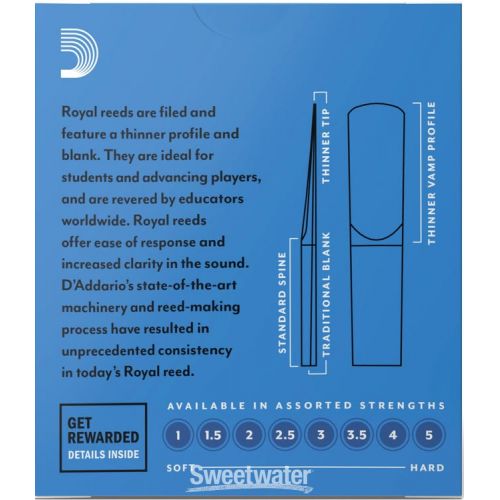  D'Addario Royal Eb Clarinet Reed (10-pack) with Reed Vitalizer Case - 3.0