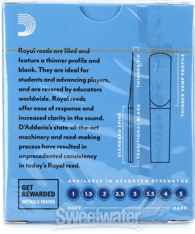  D'Addario RCB10 Royal Bb Clarinet Reed - 3.5 (10-pack)