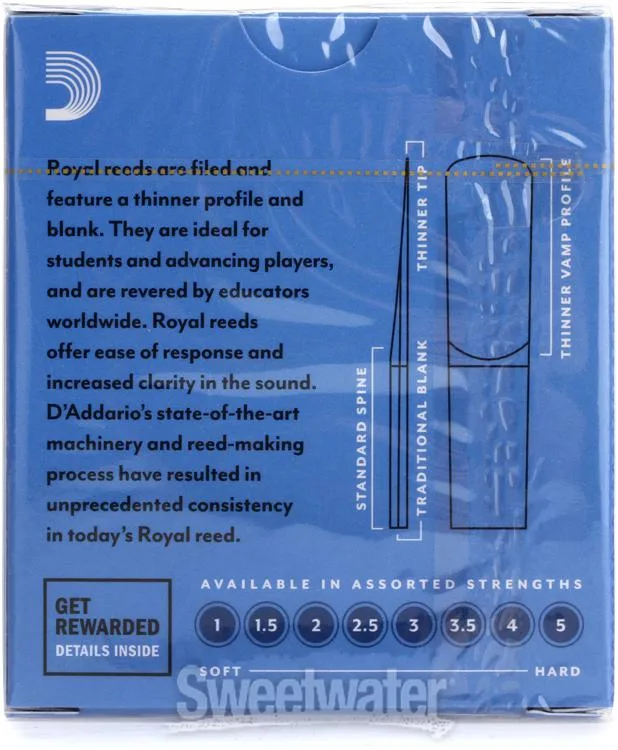  D'Addario RJB1035 - Royal Alto Saxophone Reeds - 3.5 (10-pack)