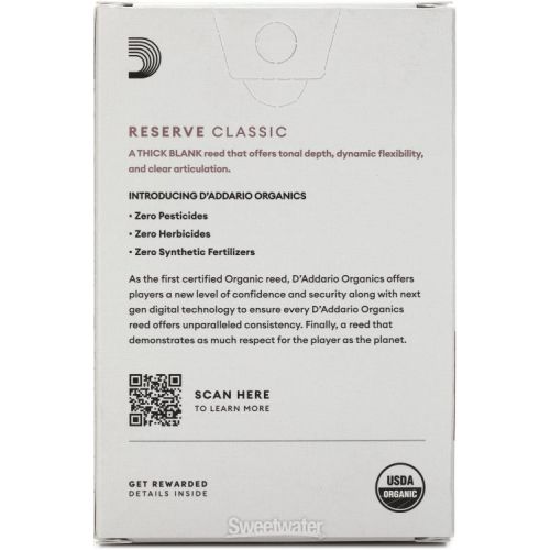  D'Addario Organics Reserve Classic Bb Clarinet Reeds - 3.5+ (10-pack)