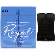 D'Addario Royal Soprano Saxophone Reeds (10-pack) with Reed Vitalizer Case - 4.0